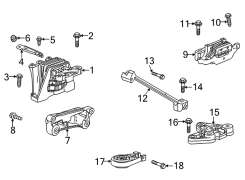 2021 Chevrolet Trailblazer Engine & Trans Mounting BRACE-TRANS UPR Diagram for 12715133