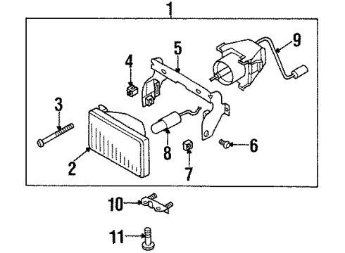 1999 Isuzu Amigo Fog Lamps Unit, Passenger Side Foglight Diagram for 8971780680