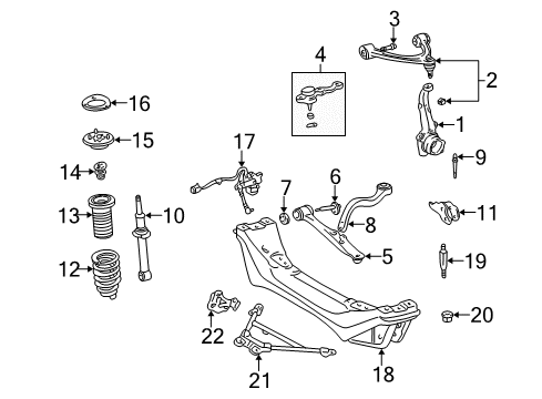 1999 Lexus GS300 Front Suspension Components, Lower Control Arm, Upper Control Arm, Ride Control, Stabilizer Bar Bracket, Front Shock Absorber, Lower RH Diagram for 4851430030