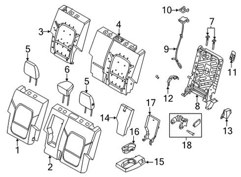 2022 Ford Bronco Rear Seat Components HOLDER - CUP Diagram for M2DZ7813562AB