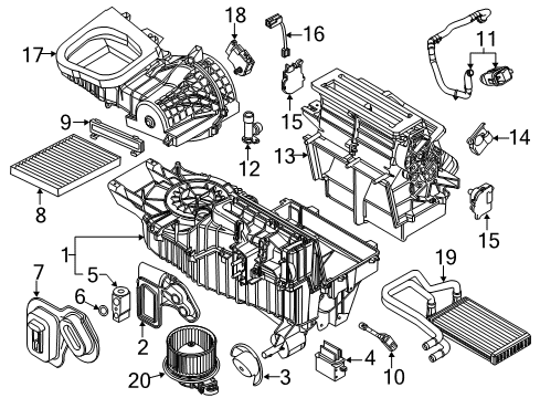 2011 Ford Explorer Air Conditioner Heater Core Diagram for AA5Z18476B