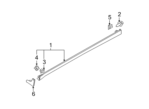 2009 Kia Spectra Exterior Trim - Pillars, Rocker & Floor Clip -Waist Line MOULDIN Diagram for 877571L000