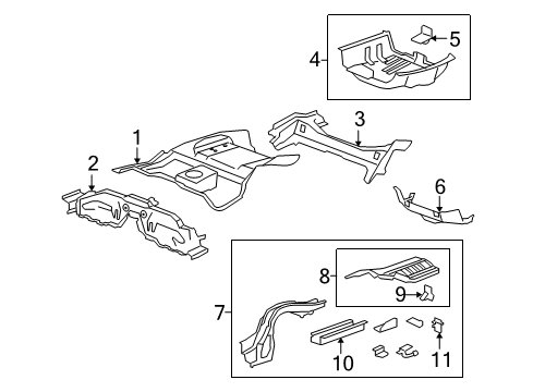 2011 Acura TSX Rear Body - Floor & Rails Frame, Left Rear Diagram for 65660TL2A01ZZ