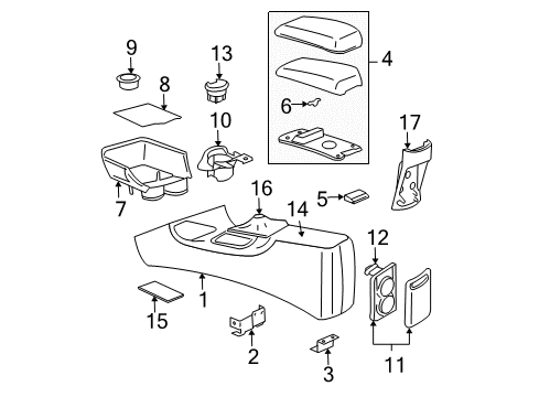 2002 Pontiac Grand Am Console Holder Asm, Front Floor Console Rear Cup *Neutral Diagram for 12463110
