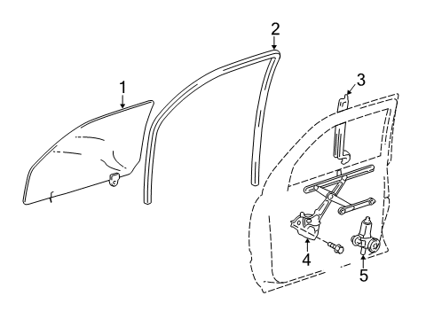 2005 Lexus GX470 Rear Door Run, Front Door Glass Diagram for 6814160050
