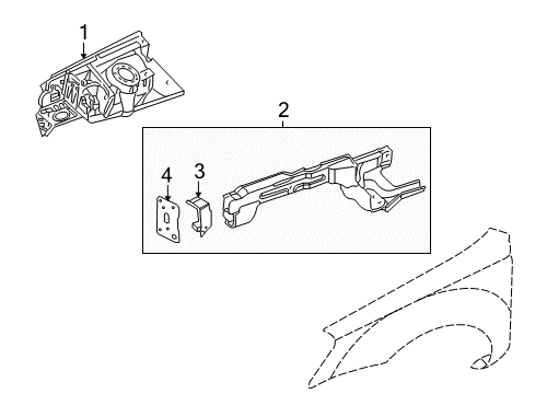 2010 Kia Optima Structural Components & Rails Bracket Assembly-Fem Mounting, RH Diagram for 646852G100