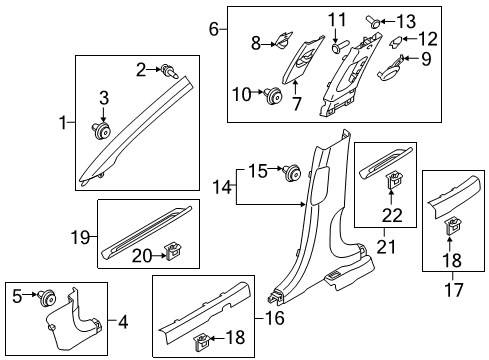 2019 Kia Sportage Interior Trim - Pillars, Rocker & Floor Trim Assembly-Front Pillar Diagram for 85820D9000ED