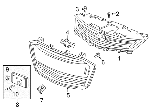 2020 Chevrolet Sonic Controls - Instruments & Gauges Lower Grille Diagram for 42496925