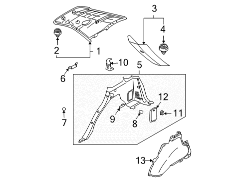 2004 Kia Sorento Interior Trim - Quarter Panels Trim-D Pillar, RH Diagram for 858653E000CY