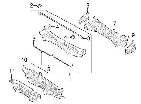 2022 Kia Telluride Cowl Pad U Diagram for 86430S9000