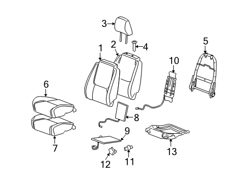 2009 Pontiac Torrent Front Seat Components Seat Back Frame Diagram for 89041750