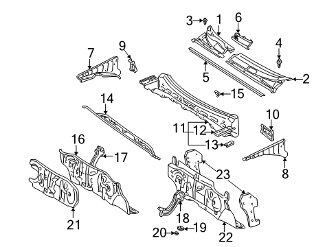 2000 Toyota Echo Cowl Insulator Clip Diagram for 9095001871
