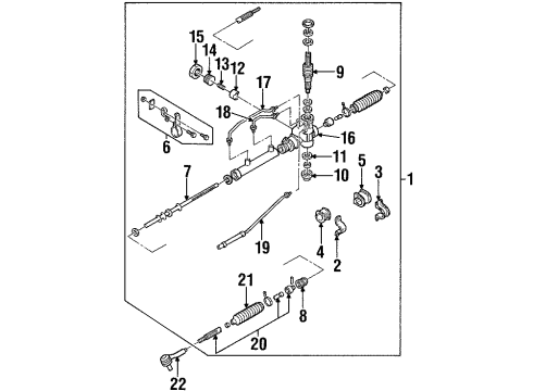 2001 Kia Sephia Steering Column & Wheel, Steering Gear & Linkage Yoke Support Diagram for 0K20332111