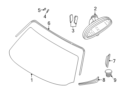 2000 BMW Z8 Windshield Glass, Reveal Moldings Clip Diagram for 51218213615
