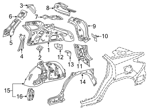 2017 Lexus RX350 Inner Structure - Quarter Panel Cushion, Back Door Stopper Diagram for 6729348080