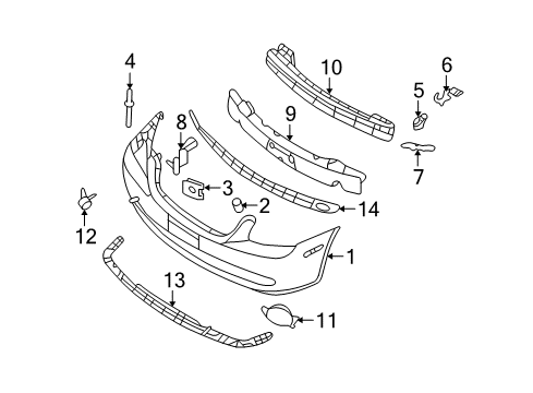 2008 Kia Optima Front Bumper Bracket-Front Bumper Upper Diagram for 865522G000