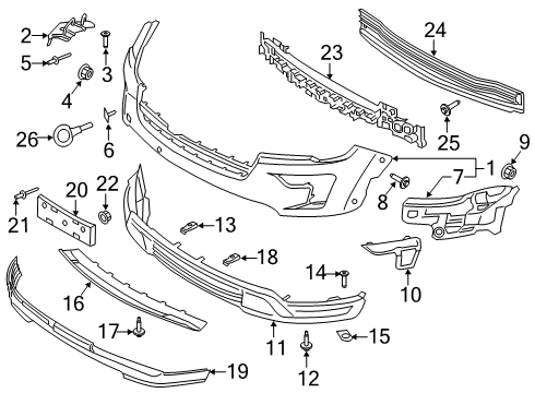 2018 Ford Explorer Front Bumper Valance Diagram for FB5Z17626AA