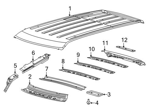 2016 Ford Police Interceptor Utility Roof & Components Upper Weatherstrip Stop Diagram for BB5Z7803296A