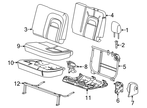 2016 GMC Canyon Rear Seat Components Cushion Cover Diagram for 23380606