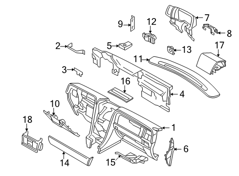 2011 Audi TT Quattro Instrument Panel Instrument Panel Reinforcement Diagram for 1L2Z78044C86AA