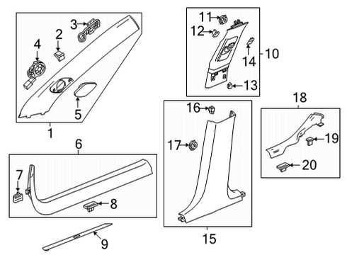 2022 Cadillac CT4 Interior Trim - Pillars Rear Sill Plate Clip Diagram for 11602471