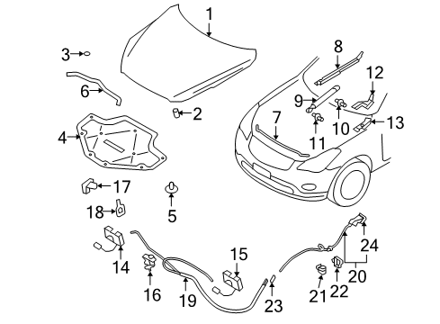 2008 Infiniti EX35 Hood & Components Stay Assy-Hood Diagram for 654701BA0A