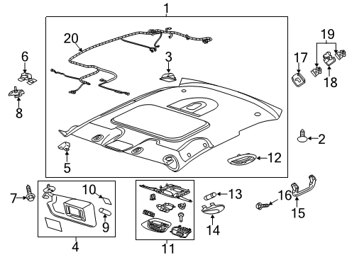2006 Chevrolet Monte Carlo Interior Trim - Roof Bezel Bolt Diagram for 11515401