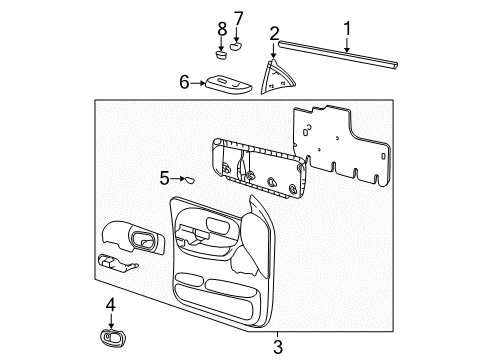 2001 Ford F-150 Interior Trim - Front Door Belt Weatherstrip Diagram for F75Z1521456AA