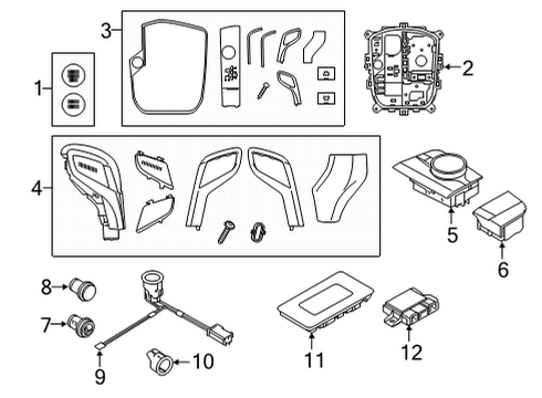 2022 BMW 840i Gran Coupe Gear Shift Control - AT Repair Kit, Trim For Start-S Diagram for 61319475063
