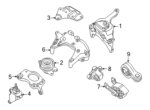2017 Nissan Altima Engine & Trans Mounting Engine Mounting Support, Driver Side Diagram for 11254JA000