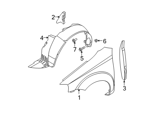 2011 Chevrolet Aveo5 Fender & Components Fender Liner Nut Diagram for 94515340