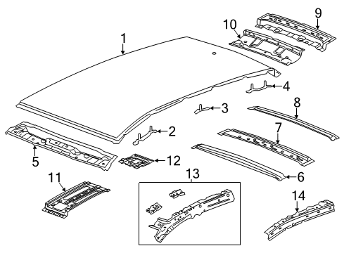2012 Chevrolet Captiva Sport Roof & Components Inner Panel Diagram for 19256171
