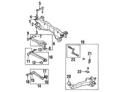 1995 Hyundai Sonata Rear Suspension Components, Lower Control Arm, Upper Control Arm, Stabilizer Bar Bush-Trailing Arm Diagram for 5554337000