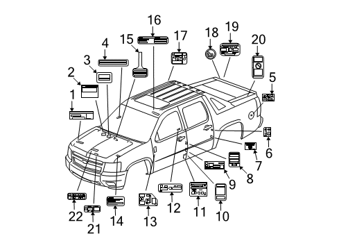 2007 Cadillac Escalade EXT Information Labels Caution Label Diagram for 15110160
