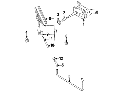 1992 Isuzu Trooper Washer Components Motor & Bracket, Passenger Side Diagram for 8943588584