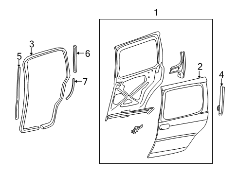 1997 Pontiac Trans Sport Side Loading Door - Door & Components Door Weatherstrip Diagram for 10292527