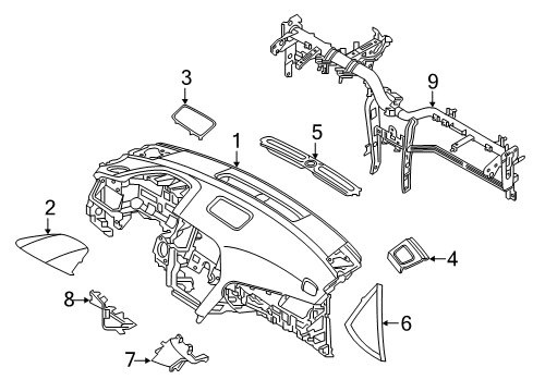 2016 Hyundai Sonata Cluster & Switches, Instrument Panel Crash Pad Assembly-Main Diagram for 84710C1000TRY