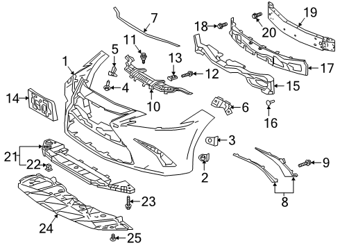 2022 Lexus ES300h Bumper & Components - Front Front Bumper Cover L/C Diagram for 521193T941