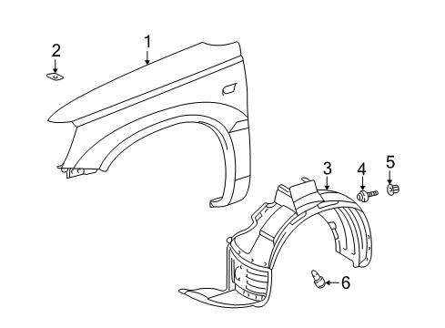2002 Toyota Highlander Fender & Components Fender Diagram for 5380148070