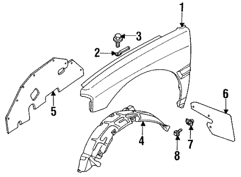 1991 Isuzu Amigo Exterior Trim - Quarter Panel Cover, Mud Fender Ski Diagram for 8972565380