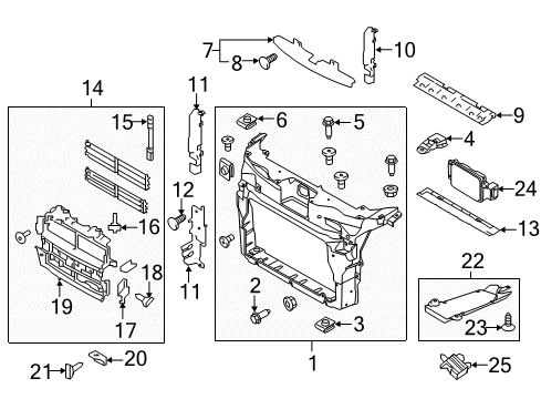 2018 Ford Explorer Radiator Support Lower Shield Retainer Diagram for N808342S307