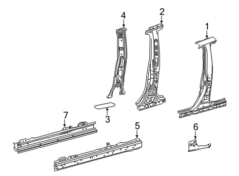 2022 Toyota Venza Center Pillar & Rocker Inner Center Pillar Diagram for 6103548020
