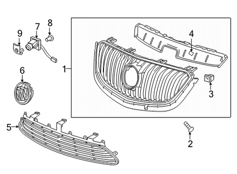 2018 Buick Envision Grille & Components Lower Grille Diagram for 22905952