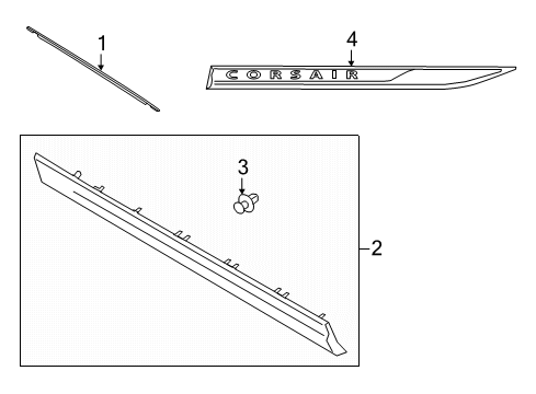 2021 Lincoln Corsair Exterior Trim - Front Door MOULDING - DOOR OUTSIDE Diagram for LJ7Z7820878CAPTM