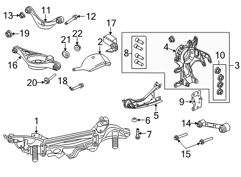 2007 Mercury Milan Rear Suspension Components, Lower Control Arm, Upper Control Arm, Stabilizer Bar Lower Control Arm Adjust Bolt Diagram for 3M8Z5K751A