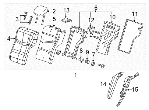2015 Cadillac ATS Rear Seat Components Seat Back Pad Diagram for 23169876