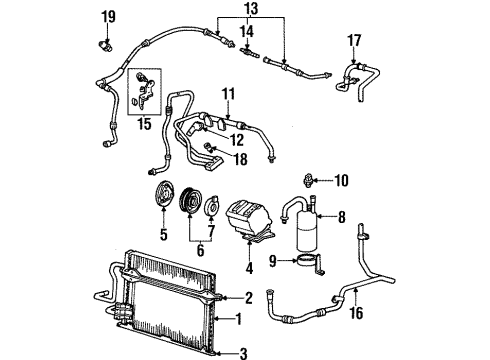 1995 Mercury Mystique A/C Condenser, Compressor & Lines Compressor Diagram for 4L3Z19703BA