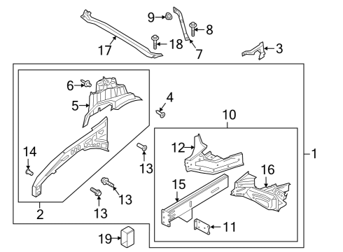 2021 Ford Police Interceptor Utility Structural Components & Rails Cross Bar Screw Diagram for W709633S439