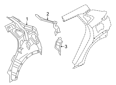 2020 Hyundai Kona Electric Inner Structure - Quarter Panel Extension Assembly-Rear Side Outer Upper, LH Diagram for 71550J9000