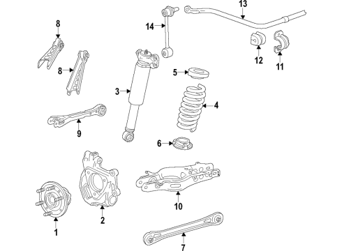 2022 Cadillac CT5 Rear Suspension, Lower Control Arm, Upper Control Arm, Ride Control, Stabilizer Bar, Suspension Components Stabilizer Bar Diagram for 84034819